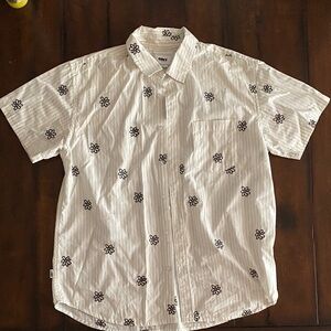 Obey White Floral Casual Button Down Shirt